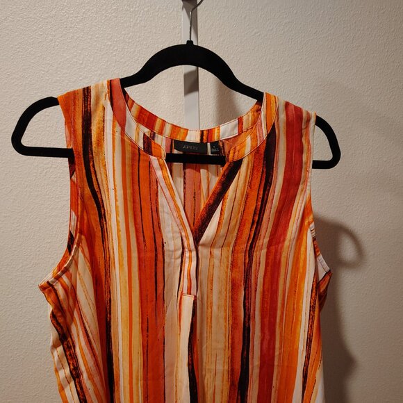 Apt. 9 Women's Tank Top Size Large Polyester Stripes Pink Sleeveless Blouse - Picture 2 of 10